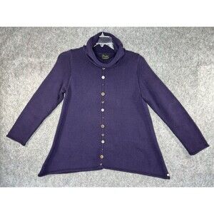 Pure Handknit Sweater Women's S/M Purple Cowl Neck Pullover Knit Artsy